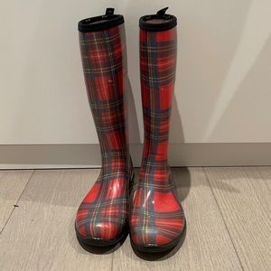 Plaid Rain boots